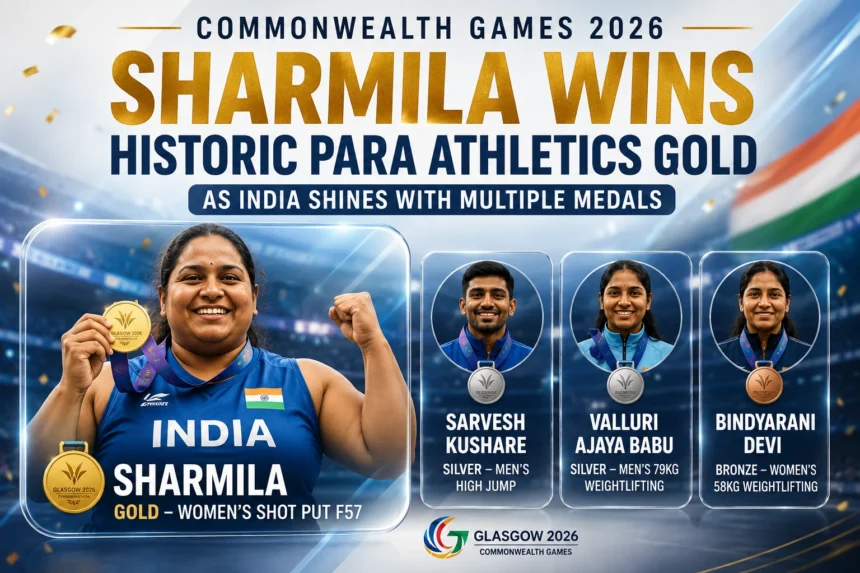 Sharmila Dhankar wins historic para athletics gold at Commonwealth Games 2026 as India secures multiple medals.