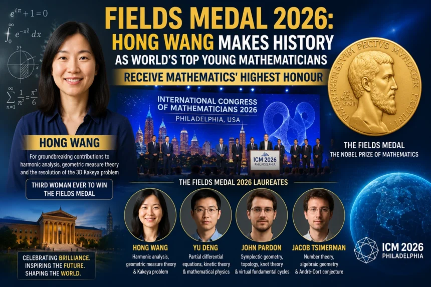 Hong Wang receives the Fields Medal 2026, becoming the third woman in history to win mathematics' highest honour.