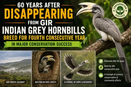 60 Years After Disappearing from Gir, Indian Grey Hornbills Breed for Fourth Consecutive Year in Major Conservation Success