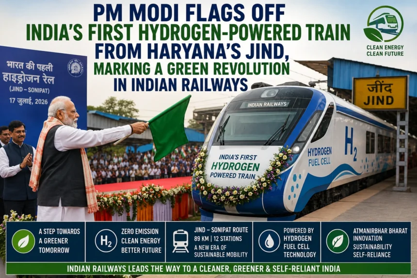 PM Modi Flags Off India’s First Hydrogen-Powered Train from Haryana’s Jind, Marking a Green Revolution in Indian Railways
