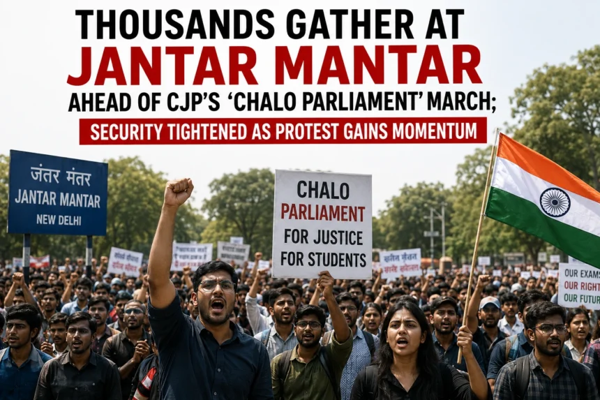 Thousands Gather at Jantar Mantar Ahead of CJP’s ‘Chalo Parliament’ March; Security Tightened as Protest Gains Momentum