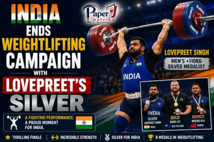 Lovepreet Singh wins silver medal in the men's +110kg weightlifting event at the Commonwealth Games 2026 in Glasgow.