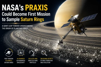NASA PRAXIS spacecraft concept exploring and sampling Saturn's planetary rings.