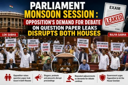 Parliament Monsoon Session: Opposition’s Demand for Debate on Question Paper Leaks Disrupts Both Houses