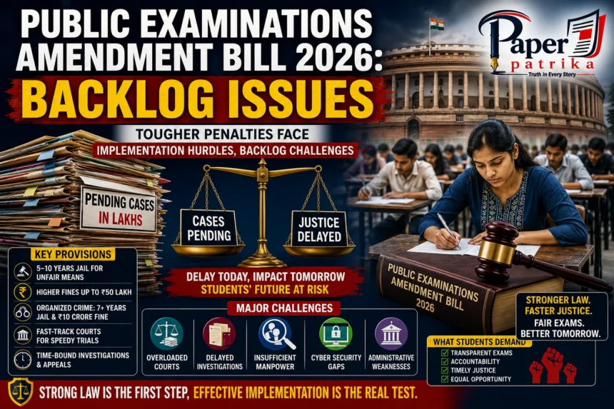 Indian Parliament debates Public Examinations Amendment Bill 2026 to strengthen anti-paper leak laws.