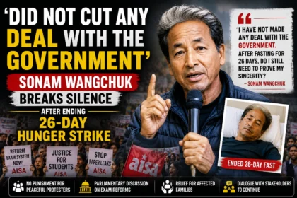 Sonam Wangchuk addressing the media after ending his 26-day hunger strike and denying any deal with the government.