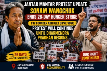 Sonam Wangchuk ends his 26-day hunger strike at Jantar Mantar while CJP founder Abhijeet Dipke announces the protest will continue.
