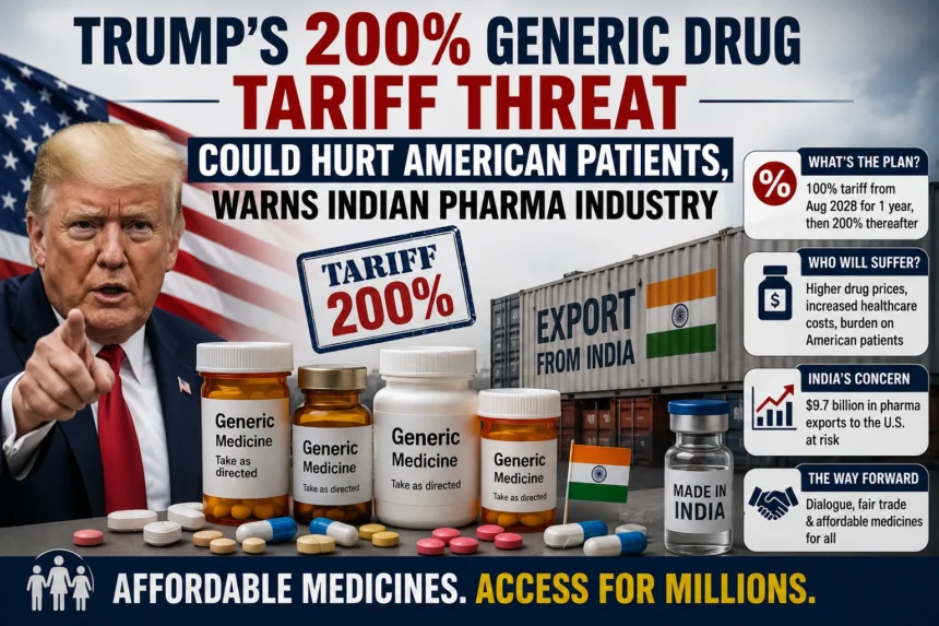 Donald Trump’s proposed 200% tariff on imported generic medicines could impact Indian pharmaceutical exports and increase healthcare costs for American patients.